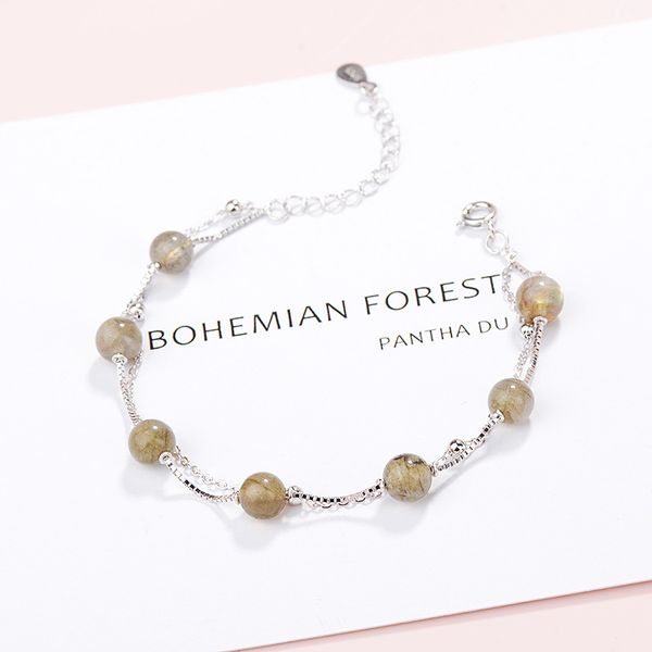 double-layer bead natural moonstone bracelet female simple student personality forest fresh girlfriends, Black 
double-layer bead natural moonstone bracelet female simple student personality forest fresh girlfriends, Black