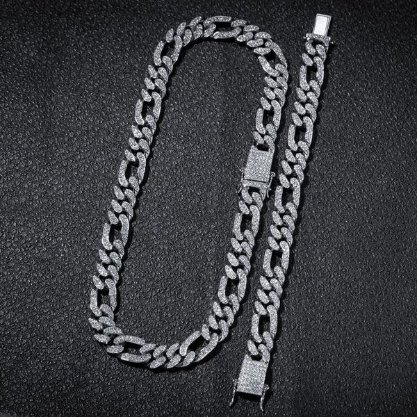 hip hop 13mm iced out cuban link chain 3:1 figaro chains necklace tension setting crystal bling men necklace & bracelet mens, Silver
hip hop 13mm iced out cuban link chain 3:1 figaro chains necklace tension setting crystal bling men necklace & bracelet mens, Silver