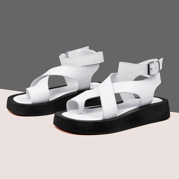 2020 fashion genuine leather sandals women's summer shoes breathable gladiator buckle strap casual flat with rome white platform, Black
2020 fashion genuine leather sandals women's summer shoes breathable gladiator buckle strap casual flat with rome white platform, Black