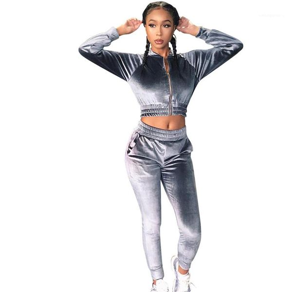 two piece sets women tracksuit fashion natural color suits casual zipper neck crop ankle length pants womens, Gray
two piece sets women tracksuit fashion natural color suits casual zipper neck crop ankle length pants womens, Gray