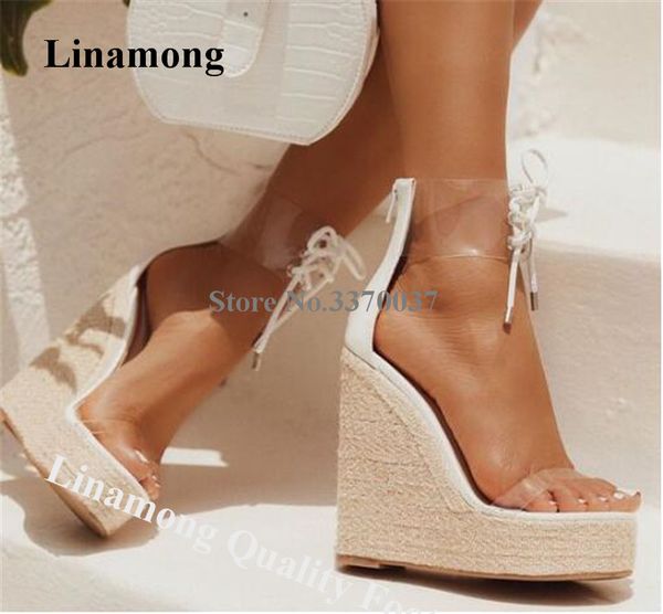 linamong женщины elegant open toe пвх лоскутная высокая платформа клин сандалии голеностопного transparent wrap шнуровка клинья sexy heels, Black
linamong женщины elegant open toe пвх лоскутная высокая платформа клин сандалии голеностопного transparent wrap шнуровка клинья sexy heels, Black