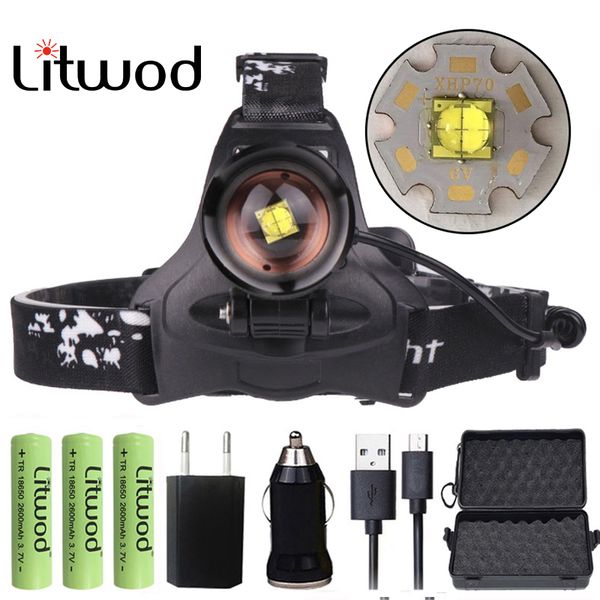 Litwod Z402608 Chip Xhp70.2 Headlight 30000lumens Powerful Led Headlamp Zoom Head Light Head Lamp Xhp50 Torch Lantern