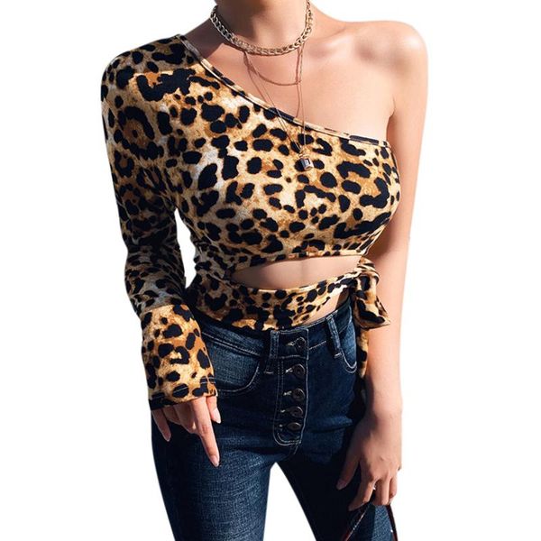 women's t-shirt 2021 women leopard print off shoulder crop clubwear single long sleeve lace-up hollow out ladies fashion, White
women's t-shirt 2021 women leopard print off shoulder crop clubwear single long sleeve lace-up hollow out ladies fashion, White