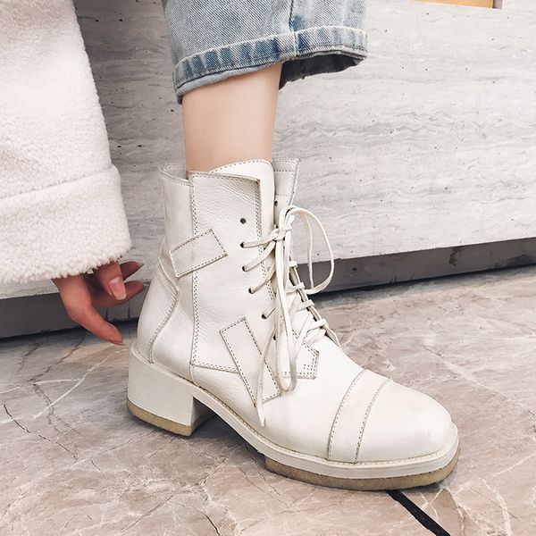 england style boots patchwork white ankle boots square heel black zipper fashion short genuine leather shoes
england style boots patchwork white ankle boots square heel black zipper fashion short genuine leather shoes