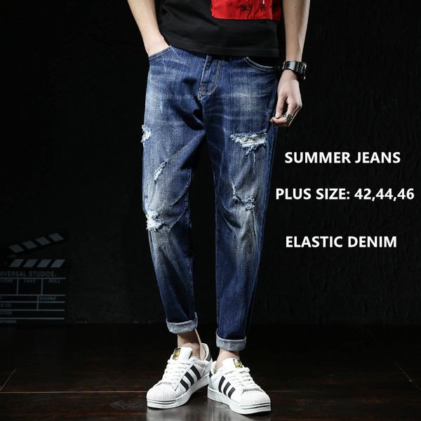 men's jeans men fashions ripped fit denim hip hop mens harem jean plus size 42 44 46 summer ankle length cotton trousers cowboy pants, Blue
men's jeans men fashions ripped fit denim hip hop mens harem jean plus size 42 44 46 summer ankle length cotton trousers cowboy pants, Blue