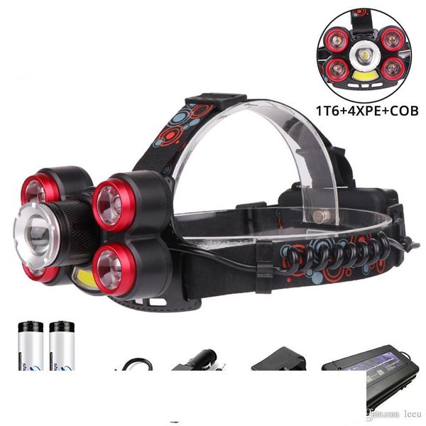 Glare LED Headlamp Zoomable Headlight 1T6+4XPE+COB led lamp bead outdoor lighting 5 switch modes Use 2x18650 battery
Glare LED Headlamp Zoomable Headlight 1T6+4XPE+COB led lamp bead outdoor lighting 5 switch modes Use 2x18650 battery