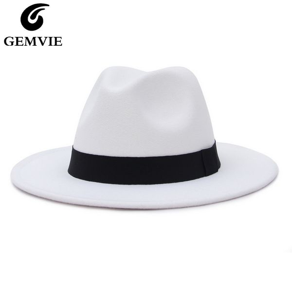 gemvie new wide brim white fedora hat for women wool felt hats for men fall winter panama gamble jazz cap striped black band ly191228, Blue;gray
gemvie new wide brim white fedora hat for women wool felt hats for men fall winter panama gamble jazz cap striped black band ly191228, Blue;gray