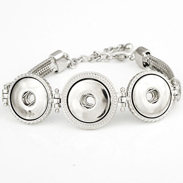 nbr855 snap bracelet&bangles silver plated bracelet diy snap buttons jewelry 3 snaps, Golden;silver