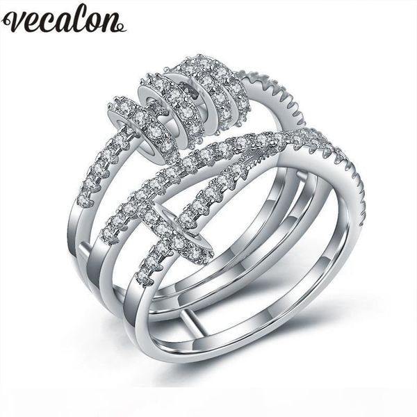 vecalon handmade cross rotate ring 5a zircon cz wedding rings for women white gold filled engagement band bridal jewelry, Slivery;golden 
vecalon handmade cross rotate ring 5a zircon cz wedding rings for women white gold filled engagement band bridal jewelry, Slivery;golden