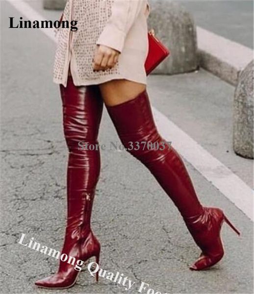 western fashion pointed toe over knee stiletto heel leather boots wine red beige slim long high heel boots evening shoes, Black
western fashion pointed toe over knee stiletto heel leather boots wine red beige slim long high heel boots evening shoes, Black