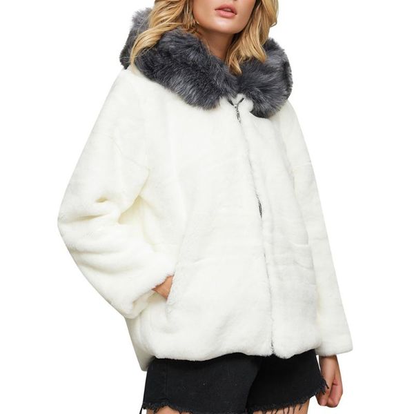stylish bar winter women faux fur coat solid slim thicken warm hairy jacket trendy warm outerwear hooded pocket zipper fur coat, Black
stylish bar winter women faux fur coat solid slim thicken warm hairy jacket trendy warm outerwear hooded pocket zipper fur coat, Black