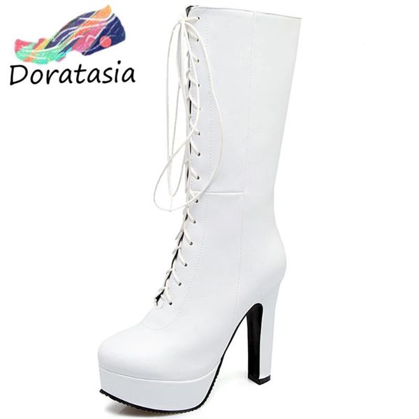 doratasia office women lace up high heels solid shoes designer brand casaul boots women fashion platform mid calf boots, Black
doratasia office women lace up high heels solid shoes designer brand casaul boots women fashion platform mid calf boots, Black
