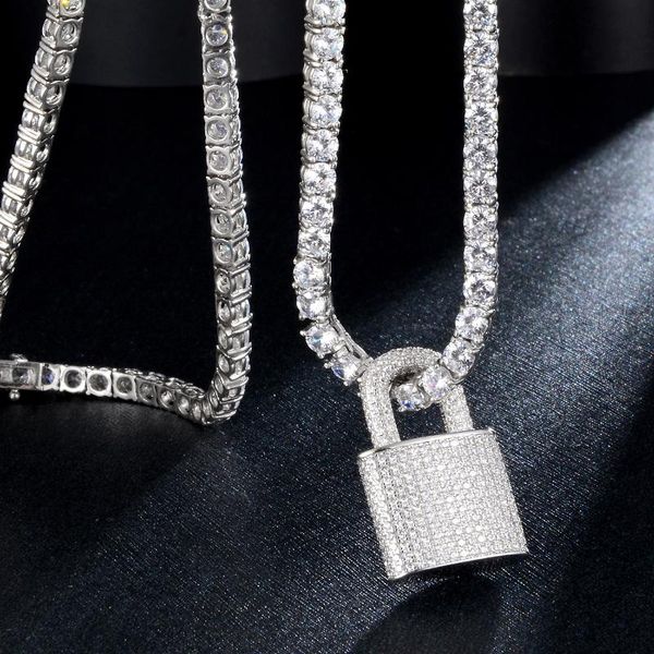 hip hop bling lock pendant iced out 1row tennis chain cubic zircon necklace for men jewelry 18inch 24inch dropshipping, Silver
hip hop bling lock pendant iced out 1row tennis chain cubic zircon necklace for men jewelry 18inch 24inch dropshipping, Silver