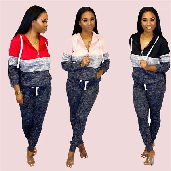 two piece pants fashion striped panelled zipper 2ps sets womens hooded with packet clothing sports womens designer, White
two piece pants fashion striped panelled zipper 2ps sets womens hooded with packet clothing sports womens designer, White