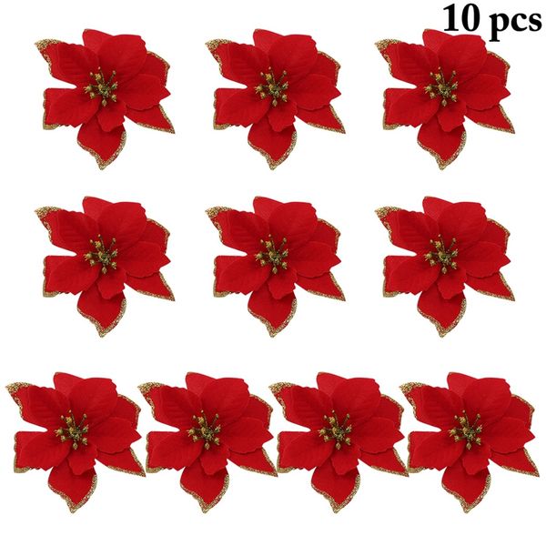 10pcs christmas flower decoration cloth material glitter poinsettias flower christmas tree ornaments home decoration
10pcs christmas flower decoration cloth material glitter poinsettias flower christmas tree ornaments home decoration