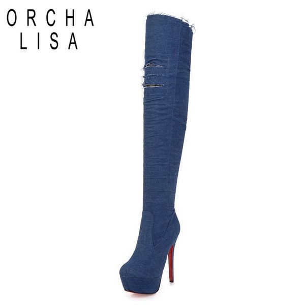orcha lisa платформы бедренной кости высокие джинсовые сапоги для женщин весна осень высоких каблуках обувь круглый toe над коленом botas fe, Black
orcha lisa платформы бедренной кости высокие джинсовые сапоги для женщин весна осень высоких каблуках обувь круглый toe над коленом botas fe, Black