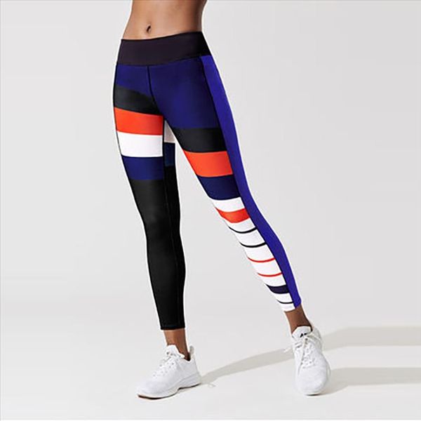 colors stripe pattern printed leggings casual sporting women push up elastic slim leggings for female, Black 
colors stripe pattern printed leggings casual sporting women push up elastic slim leggings for female, Black