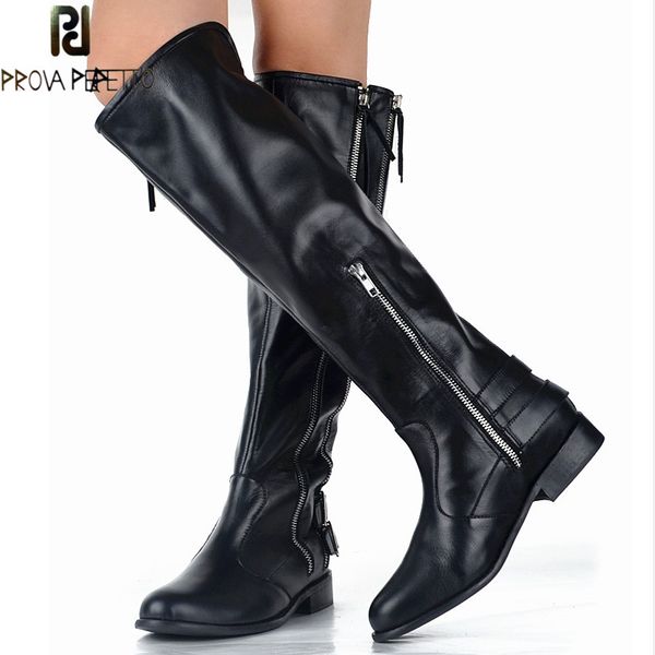 prova perfetto autumn winter new style concise genuine leather low heel knight boots comfort solid round toe women long boots, Black
prova perfetto autumn winter new style concise genuine leather low heel knight boots comfort solid round toe women long boots, Black