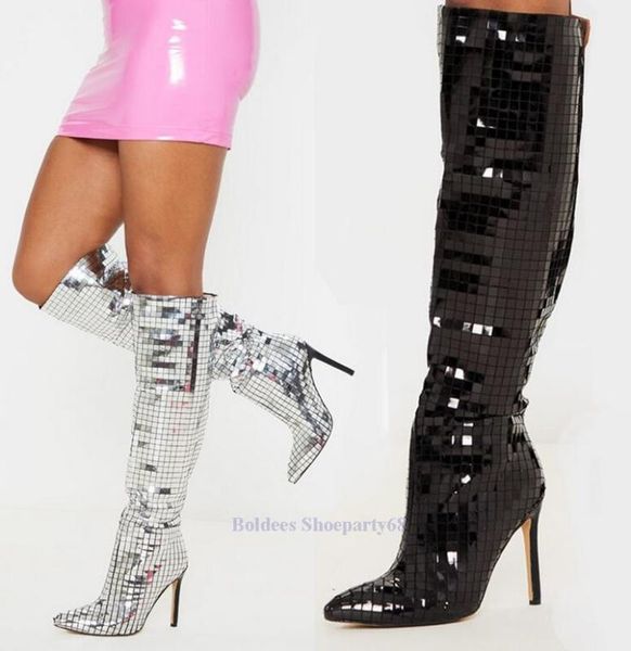 тонкий heeled черный серебристый зеркало кожа остроконечные toe sexy тонкий heeled женщина колено высокие сапоги на высоком каблуке длинные, Black
тонкий heeled черный серебристый зеркало кожа остроконечные toe sexy тонкий heeled женщина колено высокие сапоги на высоком каблуке длинные, Black
