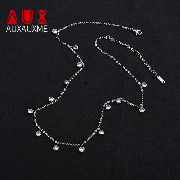auxauxme simple cz stone pendant necklaces for women ladies stainless steel chain choker necklace jewelry, Silver
auxauxme simple cz stone pendant necklaces for women ladies stainless steel chain choker necklace jewelry, Silver