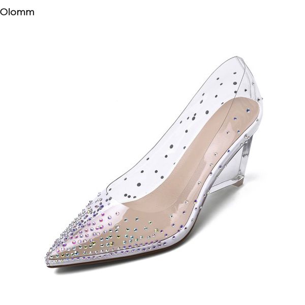 olomm new handmade women rhinestone pumps wedges heels pointed toe gorgeous transparent party evening shoes women us size 4-.5, Black
olomm new handmade women rhinestone pumps wedges heels pointed toe gorgeous transparent party evening shoes women us size 4-.5, Black