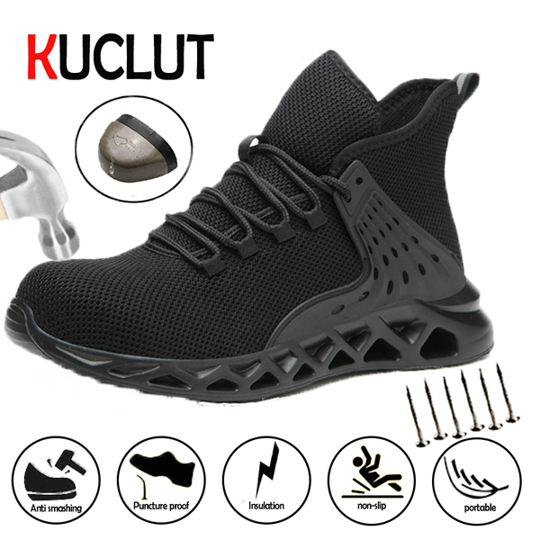kuclut work safety shoes for men summer breathable boots working steel toe anti-smashing construction safety work sneakers, Black
kuclut work safety shoes for men summer breathable boots working steel toe anti-smashing construction safety work sneakers, Black