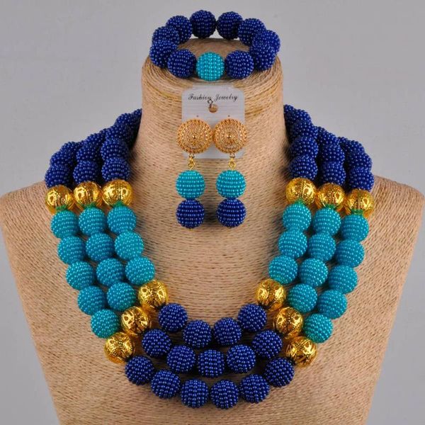 24 inches royal blue tuquoise simulated pearl necklace nigerian wedding african beads jewelry set for women fzz43, Silver
24 inches royal blue tuquoise simulated pearl necklace nigerian wedding african beads jewelry set for women fzz43, Silver