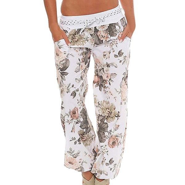 casual women flower print pants drawstring wide leg pants loose straight long female trousers autumn white l/us=10,uk=12,eu=38, Black;white 
casual women flower print pants drawstring wide leg pants loose straight long female trousers autumn white l/us=10,uk=12,eu=38, Black;white