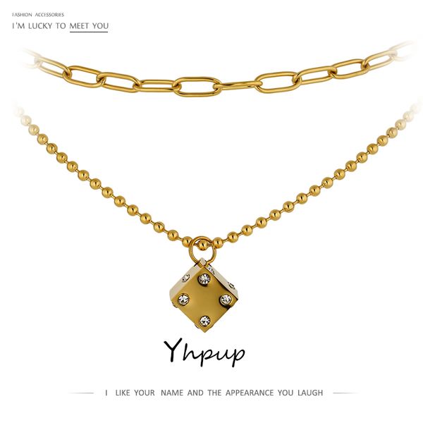 pendant necklaces yhpup fashion double dice chain necklace women 2021 stainless steel jewelry collane donna statement choker, Silver
pendant necklaces yhpup fashion double dice chain necklace women 2021 stainless steel jewelry collane donna statement choker, Silver
