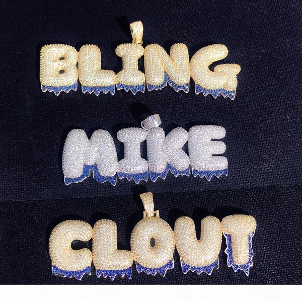 custom name blue drip bubble letters pendants necklaces zircon hip hop jewelry with 3mm gold silver rope chain for gift
custom name blue drip bubble letters pendants necklaces zircon hip hop jewelry with 3mm gold silver rope chain for gift