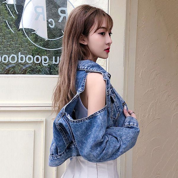 women's jackets 2021 women spring autumn denim jacket womens washed loose strapless jeans short female blue plus size coat jaqueta, Black;brown
women's jackets 2021 women spring autumn denim jacket womens washed loose strapless jeans short female blue plus size coat jaqueta, Black;brown