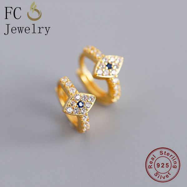 hoop & huggie fc jewelry 925 silver mini gold color turkish evil eye huggies earring for women geometric ear piercing orecchini 2021, Golden;silver 
hoop & huggie fc jewelry 925 silver mini gold color turkish evil eye huggies earring for women geometric ear piercing orecchini 2021, Golden;silver
