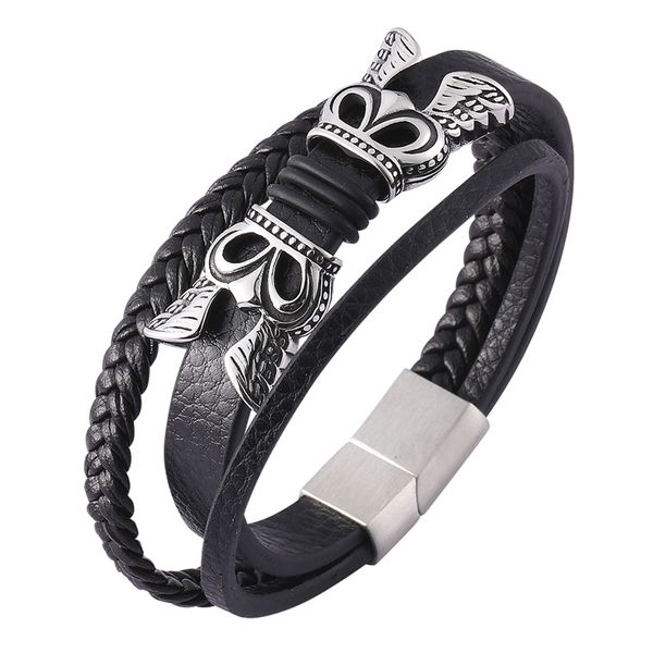 punk multilayer men leather bracelets braided rope charm bracelets stainless steel magnetic clasp male gift bb0447, Golden;silver
punk multilayer men leather bracelets braided rope charm bracelets stainless steel magnetic clasp male gift bb0447, Golden;silver