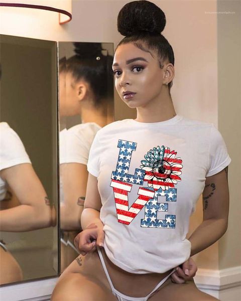 sleeve crew neck casual female clothing summer womens designer tshirts american flag pattern printed short, White
sleeve crew neck casual female clothing summer womens designer tshirts american flag pattern printed short, White