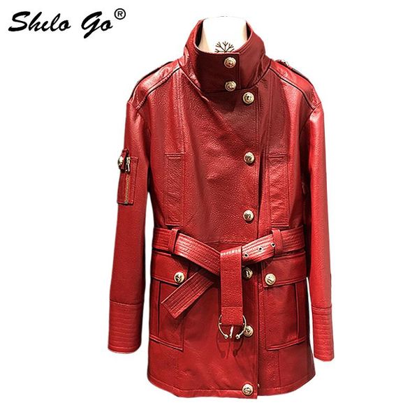 single breasted leather coat women spring streetwear stand collar sheepskin genuine leather jacket casual epaulet female jacket, Black;brown
single breasted leather coat women spring streetwear stand collar sheepskin genuine leather jacket casual epaulet female jacket, Black;brown