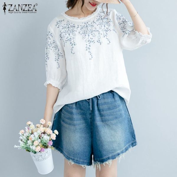 2020 summer embroidery blouse zanzea casual short sleeve shirt women vintage ruffle neck cotton tunic female blusas chemise, White
2020 summer embroidery blouse zanzea casual short sleeve shirt women vintage ruffle neck cotton tunic female blusas chemise, White