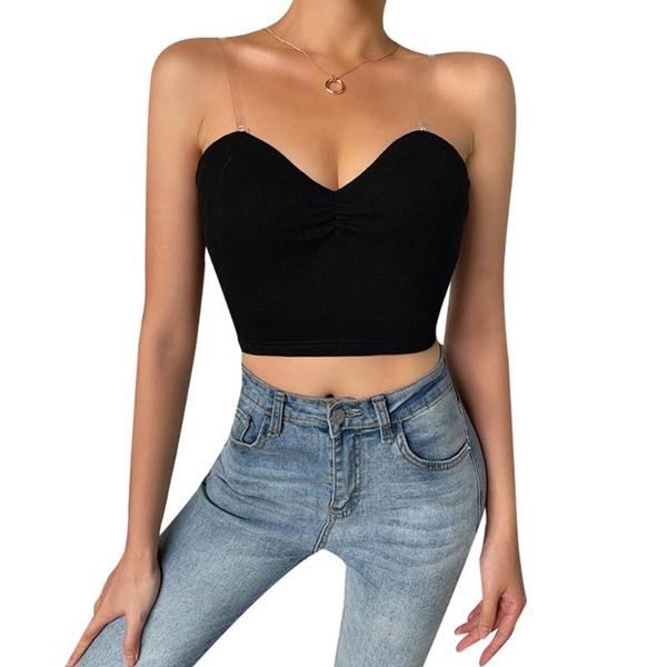 women's basic cami tank ribbed v neck clear spaghetti strap slim fit tube crop top, White
women's basic cami tank ribbed v neck clear spaghetti strap slim fit tube crop top, White