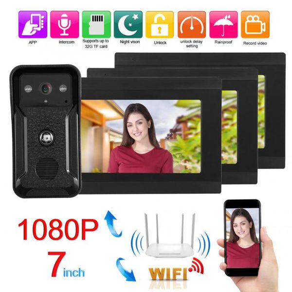 video door phones 7in wired wifi 3 monitors 1080p hd doorbell doorphone night vision camera 100-240v control system
video door phones 7in wired wifi 3 monitors 1080p hd doorbell doorphone night vision camera 100-240v control system