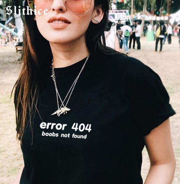 slithice harajuku female t-shirts short sleeve error 404 boobs not fond funny letter printed women t-shirts tees, White
slithice harajuku female t-shirts short sleeve error 404 boobs not fond funny letter printed women t-shirts tees, White