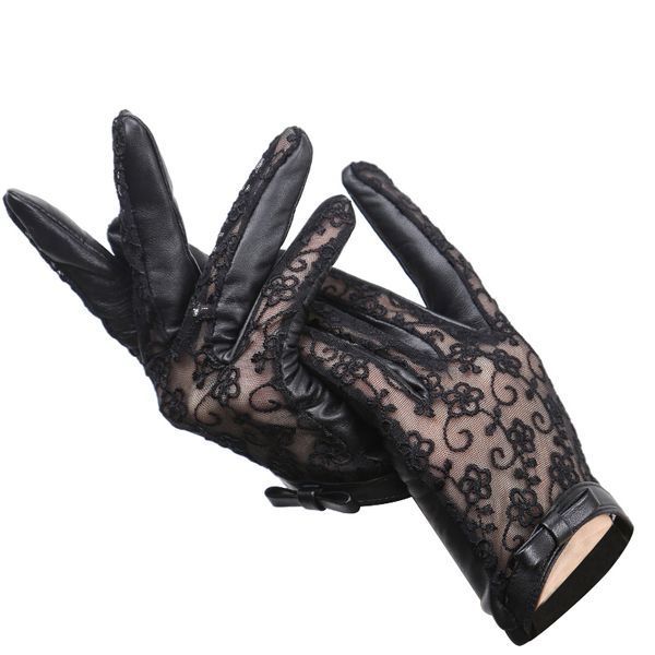 fashion women' leather gloves spring and autumn thin sheepskin black lace gloves bow women' gloves-7018, Blue;gray
fashion women' leather gloves spring and autumn thin sheepskin black lace gloves bow women' gloves-7018, Blue;gray