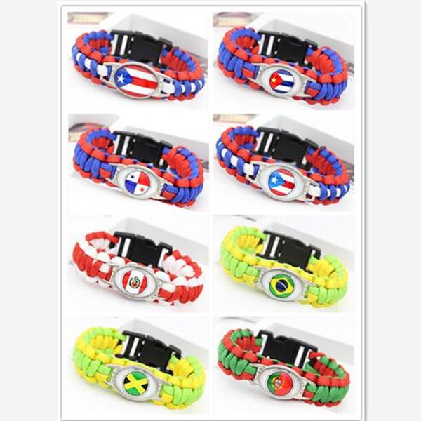 tennis selling puerto rico brazil cuba italy mexico portugal jamaica panama flag survival paracord bracelet 10pcs/lot, Golden;silver
tennis selling puerto rico brazil cuba italy mexico portugal jamaica panama flag survival paracord bracelet 10pcs/lot, Golden;silver