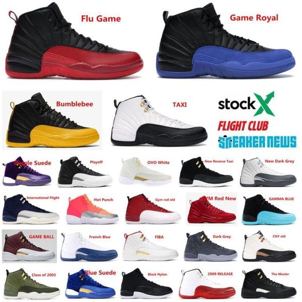 12 12s jumpman men basketball shoes bordeaux blue purple suede mens basketball size eur 41-47 with box, Black