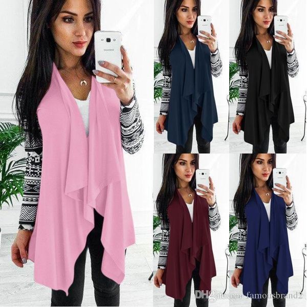 sleeved coats casual open stich women autumn cardigan jackets patchwork long, Black;brown 
sleeved coats casual open stich women autumn cardigan jackets patchwork long, Black;brown