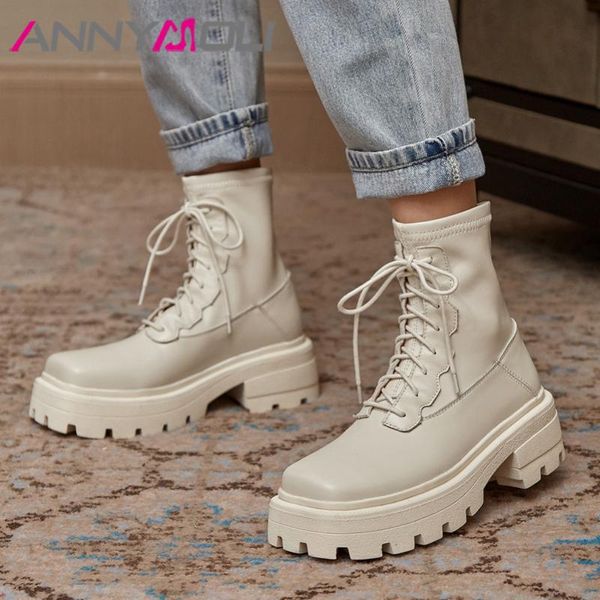 annymoli real leather platform high heel ankle boots women motorcycle boots shoes square toe chunky heels lace up short, Black
annymoli real leather platform high heel ankle boots women motorcycle boots shoes square toe chunky heels lace up short, Black