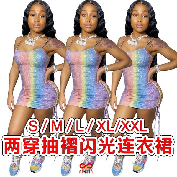 european and american womens nightclub colorful glittering powder glitter pleated double purpose strap dress, White;black
european and american womens nightclub colorful glittering powder glitter pleated double purpose strap dress, White;black