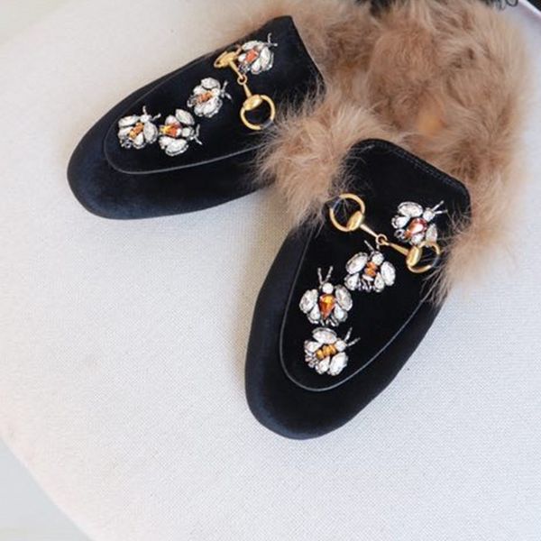 princetown fur slippers horsebit buckle mueller slippers ladies leather drag tuscan wool metal buckle upper embroidered bee, Black
princetown fur slippers horsebit buckle mueller slippers ladies leather drag tuscan wool metal buckle upper embroidered bee, Black