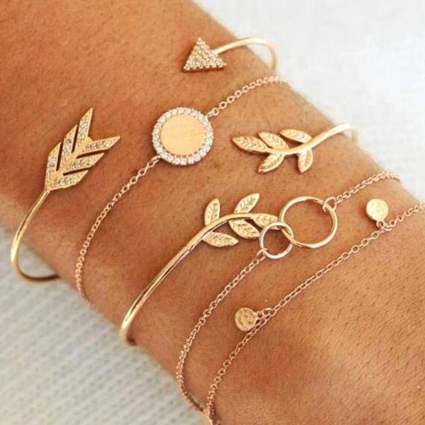 charm bracelets bangles for women adjustable bracelet with crystals arrow leaf vintage gold arrow leaf bracelet 5pc, Black
charm bracelets bangles for women adjustable bracelet with crystals arrow leaf vintage gold arrow leaf bracelet 5pc, Black