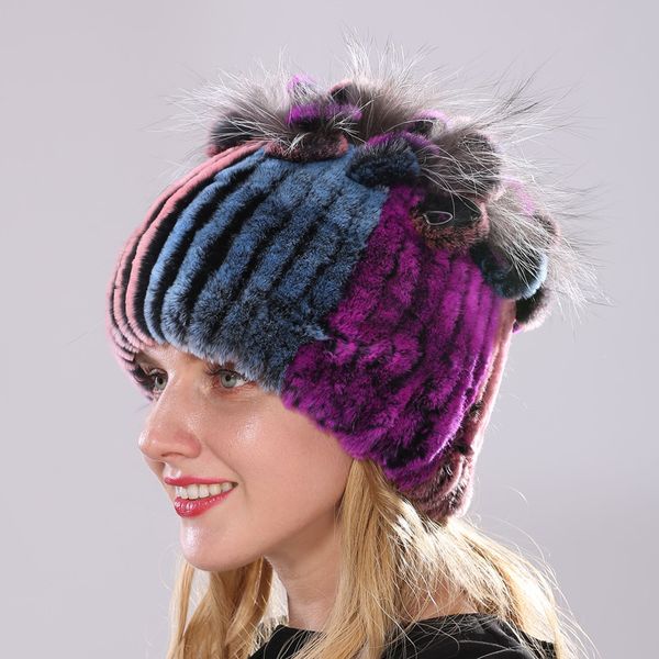 women warm genuine fur hats rex fur cap winter caps casual beanies, Blue;gray 
women warm genuine fur hats rex fur cap winter caps casual beanies, Blue;gray
