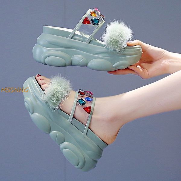 summer women furry platform women slippers fashion transparent pvc rhinestone slippers fur wedge slides woman beach shoes, Black
summer women furry platform women slippers fashion transparent pvc rhinestone slippers fur wedge slides woman beach shoes, Black