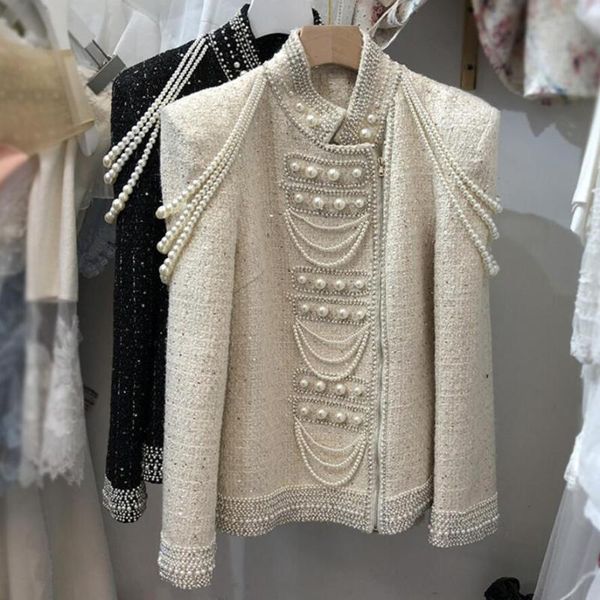 women's wool & blends small fragrance vintage hand beaded diamond tweed woolen coat women autumn winter stand collar fashion jacket, Black
women's wool & blends small fragrance vintage hand beaded diamond tweed woolen coat women autumn winter stand collar fashion jacket, Black